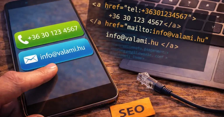 Kattintható telefonszám és e-mail cím